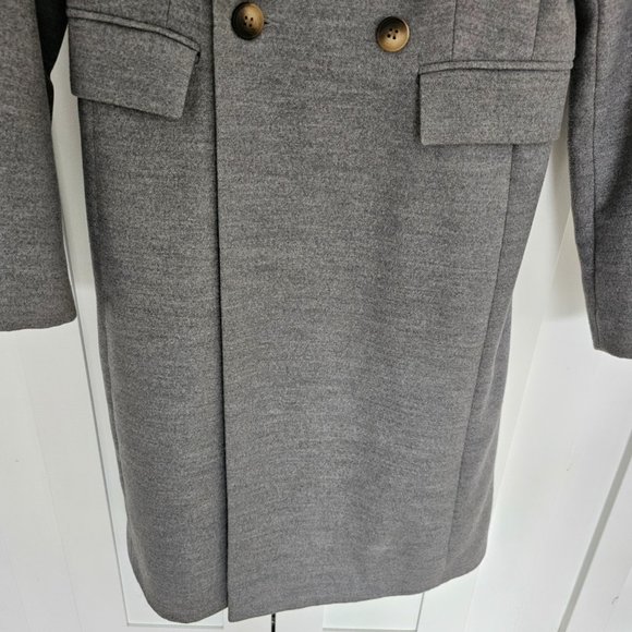 Topshop Grey Double Breasted Nancy Coat w/ Removable Faux Fur Collar 6 Like New - Picture 7 of 16